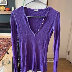 Splendid Violet Button-Detail Long Sleeve Top